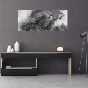 Tablou - Acuarelă papagali (120x50 cm)