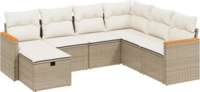 vidaXL Set canapele de grădină, 7 piese, cu perne, bej, poliratan