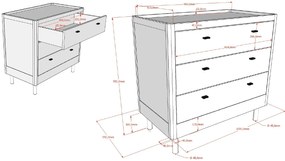 Set FORREST BEECH format dintr-un Pat copii pentru copii mici (70 x 140 cm) și o comodă cu 3 sertare.