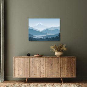 Tablou pe sticlă - Munții cu privirea graficeanului (70x50 cm)