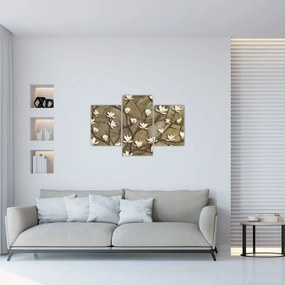 Tablou - Magnolii albe pe zidărie de piatră (90x60 cm)