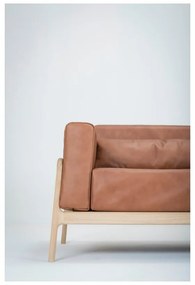Canapea din piele bovină cu structură din lemn masiv de stejar Gazzda Fawn, 210 cm, maro cognac