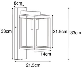 Lampa de perete exterioară neagră IP44 cu senzor de crepuscul - Charlois
