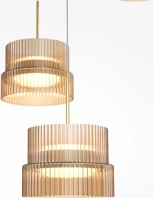 Lustra cu 3 pendule LED cu sticla canelata Scala bronz