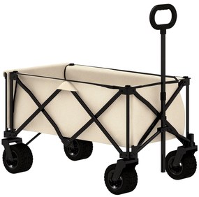 Outsunny Carucior de grădină cu o capacitate de 100 kg, pliabil, cu sac detașabil, 90 x 48 x 92 cm, bej | Aosom Romania