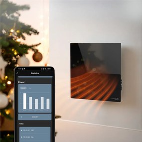 Convector electric de perete AENO AGH0012S, 500W, 12 m², LED, Wi-Fi, Senzori de inclinare si cadere, IP24, Negru