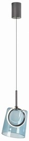 Pendul modern LED 3000K, inaltime reglabila, sticla, albastru, Zula