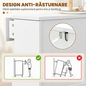 HOMCOM Dulap Pantofi Slim cu 2 Uși, Sertar, Rafturi Reglabile, 8 Perechi, MDF, PAL, 60 x 23,5 x 98,5 cm, Alb | Aosom Romania