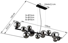Lustră LED pe cablu Globo 56133-13H RIHA 13xG9/3,5W/230V fumuriu/negru