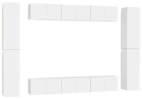 3078665 vidaXL Set dulapuri TV, 10 piese, alb, lemn prelucrat