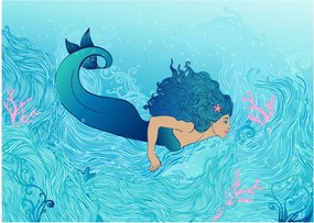 Tablou pe sticlă - Sirena (70x50 cm)