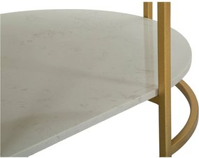 Măsuță de cafea albă-aurie cu blat din marmură 60x90 cm Izmir – Mauro Ferretti