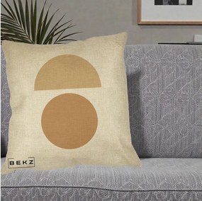 Perna Decorativa Geometric Minimalist Auriu, 40x40 cm, Crem, Husa Detasabila, Perna Inclusa, BEKZ®