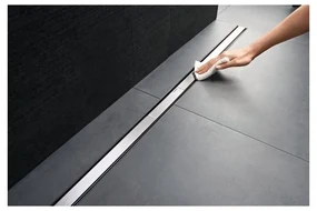 Set rigola pentru dus Geberit CleanLine 90-200 mm plus capac 30-90 cm metal periat cu margine neagra