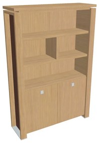 Dulap înalt Verno+ S 140 x 46 x 210 cm, cu rafturi, stejar deschis / maro