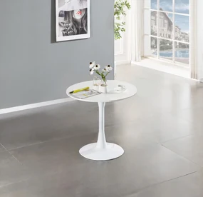 Masa rotunda Arbi, 80x73 cm, culoare alb, blat MDF, cadru metal