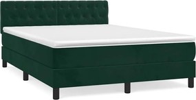 vidaXL Pat box spring cu saltea, verde închis, 140x200 cm, catifea
