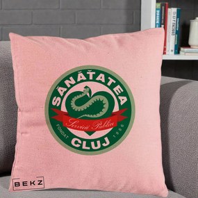 Perna Personalizata Sanatatea Cluj Servicii Publice 1986, 40x40 cm, Roz, Husa Detasabila, Perna Inclusa, BEKZ®