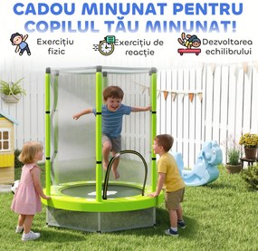 AIYAPLAY Trambulină pentru Copii 3-6 Ani cu Plasă de Siguranță, Փ140x190 cm, Verde | Aosom Romania
