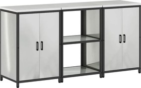 vidaXL Set de depozitare pentru bucătărie cu raft 3 pcs Argintiu