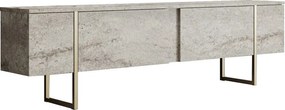 Comoda TV, Hanah Home, Luxe, 180x30x50 cm, Travertin / Auriu