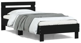838527 vidaXL Cadru de pat cu tăblie, negru, 100x200 cm, lemn prelucrat