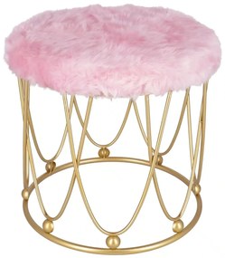 Taburet Pinky baza metalica aurie tapitat roz pudrat