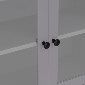 Dulap înalt pentru baie cu spațiu de depozitare, ușă de dulap din sticlă, rafturi ajustabile, 57,4x28,4x162,5 cm, Gri