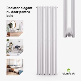 Blumfeldt Tallheo, 47 x 160, radiator, radiator de baie, radiator tubular, 1472 W, apă caldă, 1/2