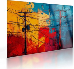 Tablou pe sticlă - Linii electrice abstracte (70x50 cm)