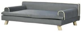 PawHut Pat canapea pentru câine pisică design scandinav cu pernă moale detașabilă și picioare din lemn masiv 100 x 62 x 32 cm gri | Aosom Romania