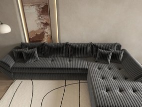 Colțar extensibil dumonde cu ladă de depozitare si sezut confortabil din spuma high-density, Loana XL Ambience Gri II 335x185 cm