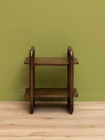 Măsuță laterală din lemn de mango și metal, cu 2 rafturi, maro antichizat, finisaj satinat, 60.5×39.5×50.5 cm, „Watkins"