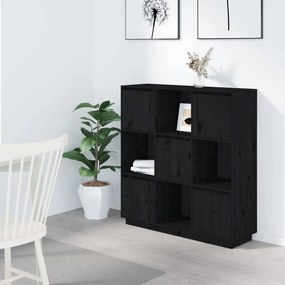 Dulap inalt, negru, 110,5x35x117 cm, lemn masiv de pin 1, Negru