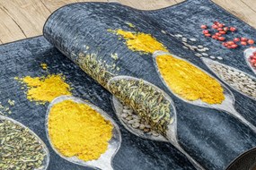 ANDRE 42760 covor lavabil linguri, condimente bucatarie, anti-alunecare - gri / verde