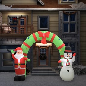 vidaXL Decorațiune gonflabilă moș crăciun și om de zăpadă, led, 223 cm