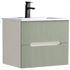 Trent 60 dulap de baie inferior cu chiuvetă ceramică (2 sertare) alb-verde