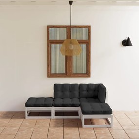 3076525 vidaXL Set mobilier de grădină cu perne, 4 piese, lemn masiv de pin