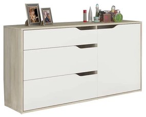 COMODA KAMEN, 120X40.5X71 CM, 3 SERTARE, 1 USA, CULOARE SONOMA/ALB, PAL