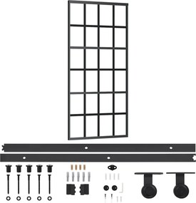 vidaXL Ușă glisantă cu set feronerie, 90x205 cm, sticlă ESG/aluminiu