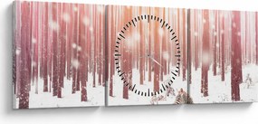 Tablou - Zebra în pădurea înzăpezită (cu ceas) (90x30 cm)
