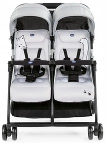 Cărucior de copii pentru gemeni Chicco OHLALA TWIN Silver Cat argintiu