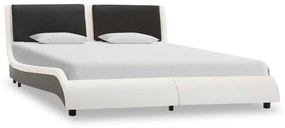280373 vidaXL Cadru de pat cu LED, alb și negru, 120x200 cm, piele ecologică