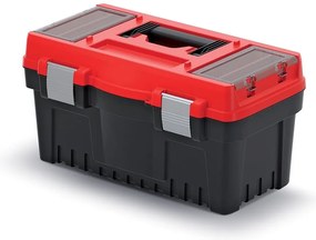 Cutie pentru scule cu încuietori din aluminiu 47,6 × 26 × 25,6 cm, despărțitori, roșu