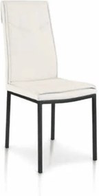 Scaun Rain, structura metalica, piele ecologica - ALB