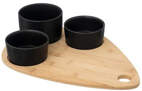 Set servire aperitive Xeras Black, ceramica, lemn, 10 x 7 x H 10 cm