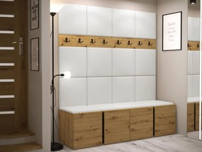 Mobilier Hol Timothy V (Stejar artisan + Stejar artisan + Negru) (piele ecologică Soft 017 (Alb)). 1059928