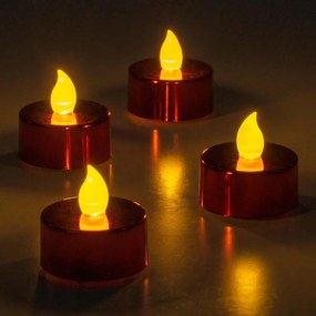 Set decorativ de 4 lumini de ceai LED cu baterii, roșu