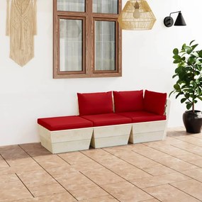 Set mobilier gradina din paleti cu perne, 3 piese, lemn molid