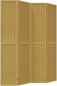 vidaXL Paravan de cameră cu 4 panouri, maro, lemn masiv paulownia